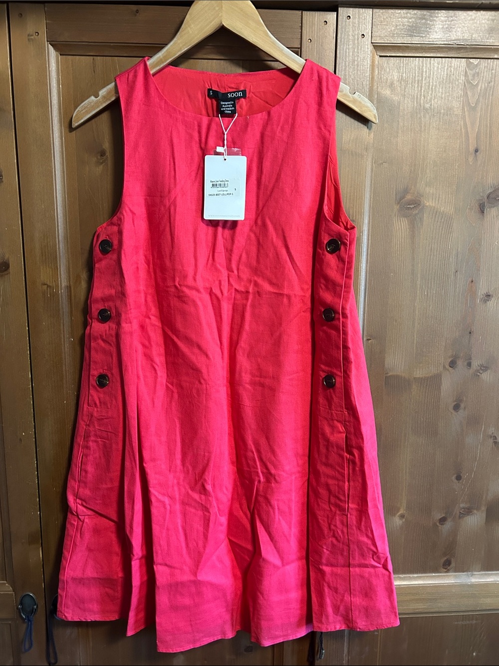 NWT Soon Maternity Maeve Linen Feeding Dress, color: lollipop, Small